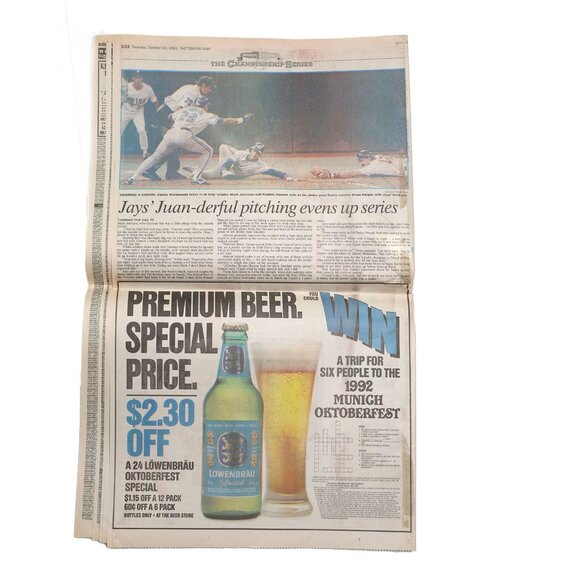 Vintage 1991 Toronto Star Blue Jays Sports Section Classifieds Baseball Retro - Picture 4 of 8